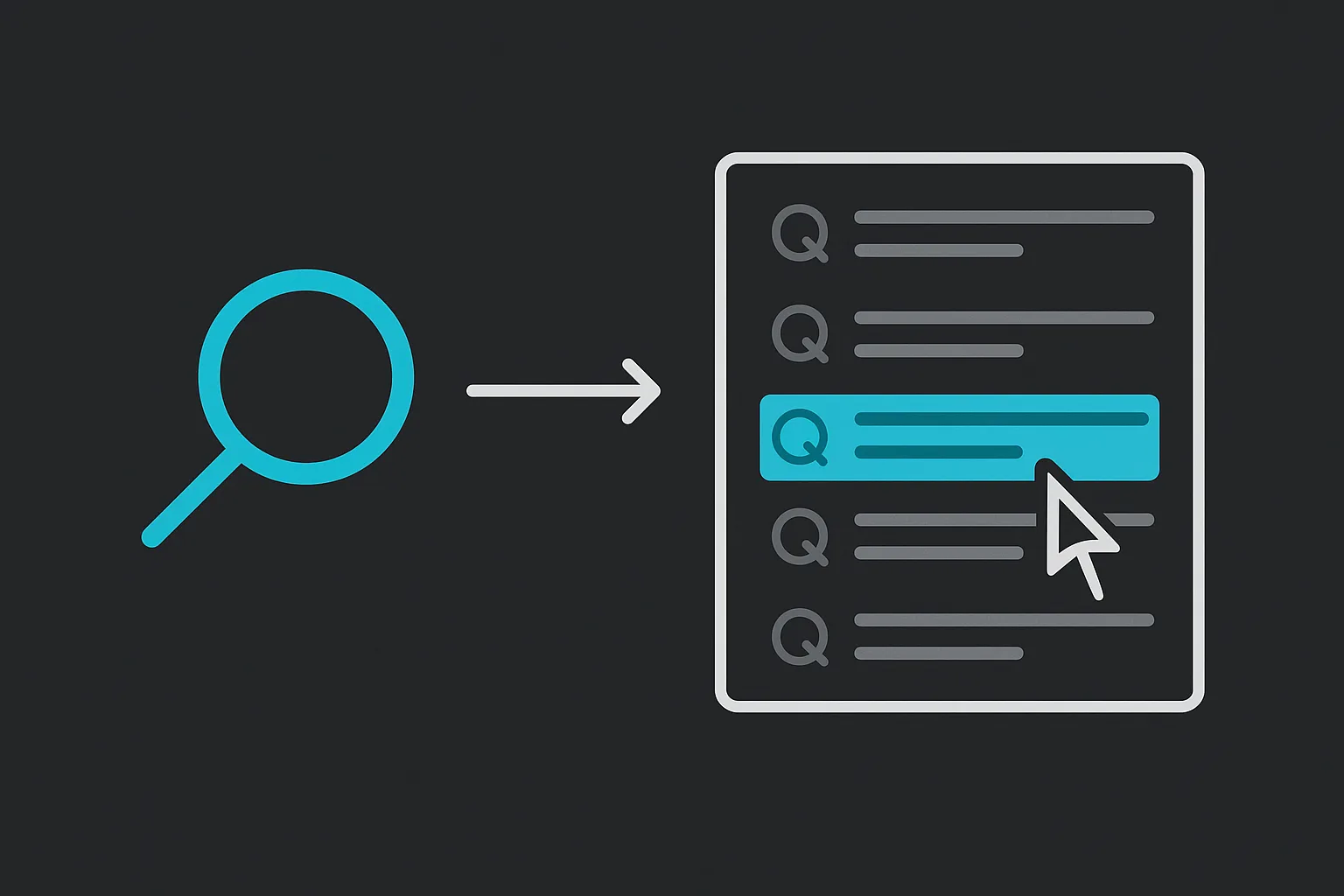 A flow diagram showing a customer typing a search term into a well-organized FAQ page and landing directly on the matching answer in a single click