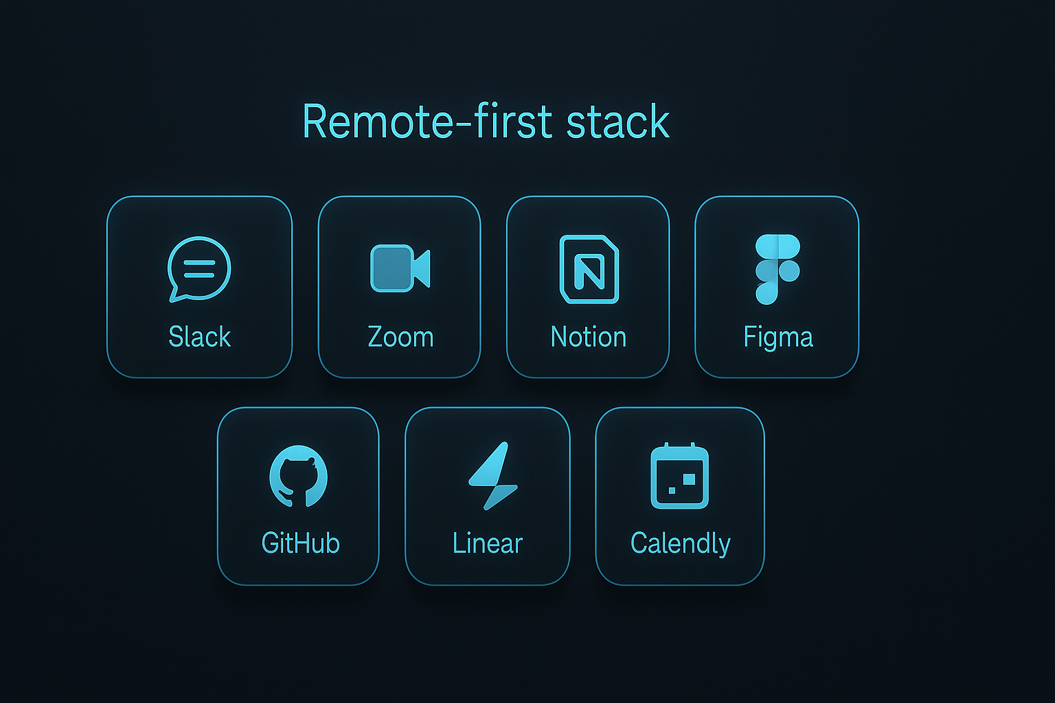 Dashboard-style illustration of remote work tools and communication channels